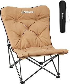 KingCamp Campingstuhl faltbar leicht Camping Stuhl hochlehner Gartenstuhl Größer Campingstuhl Gepolster, Campingstuhl XXL mit Tasche Relaxsessel für Camp Garten Balkon Strand Outdoor Campingstuhl - Stark reduziert