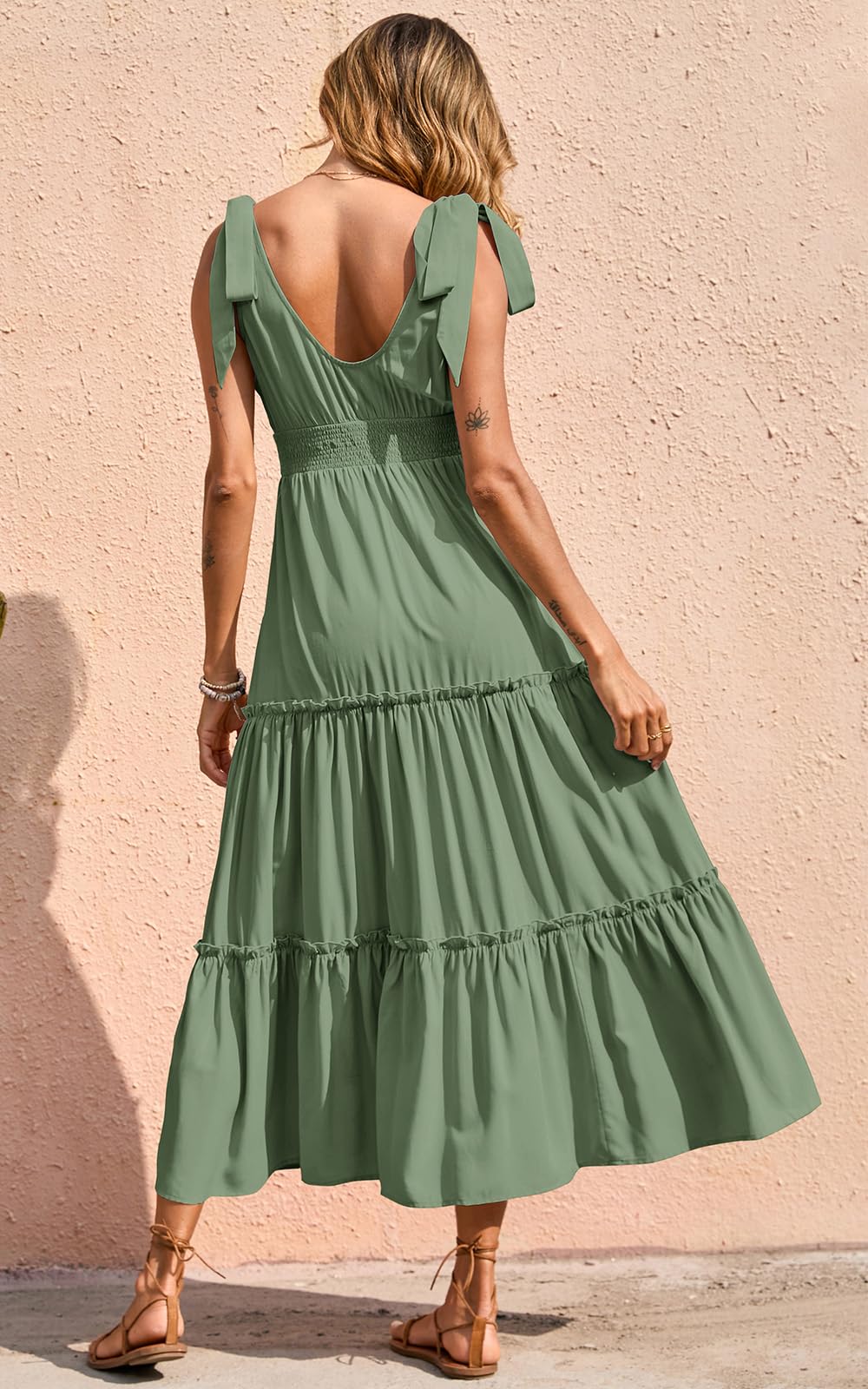 PRETTYGARDEN Tie Straps Summer Maxi Dress 2025 Moderne/ajusté Femme