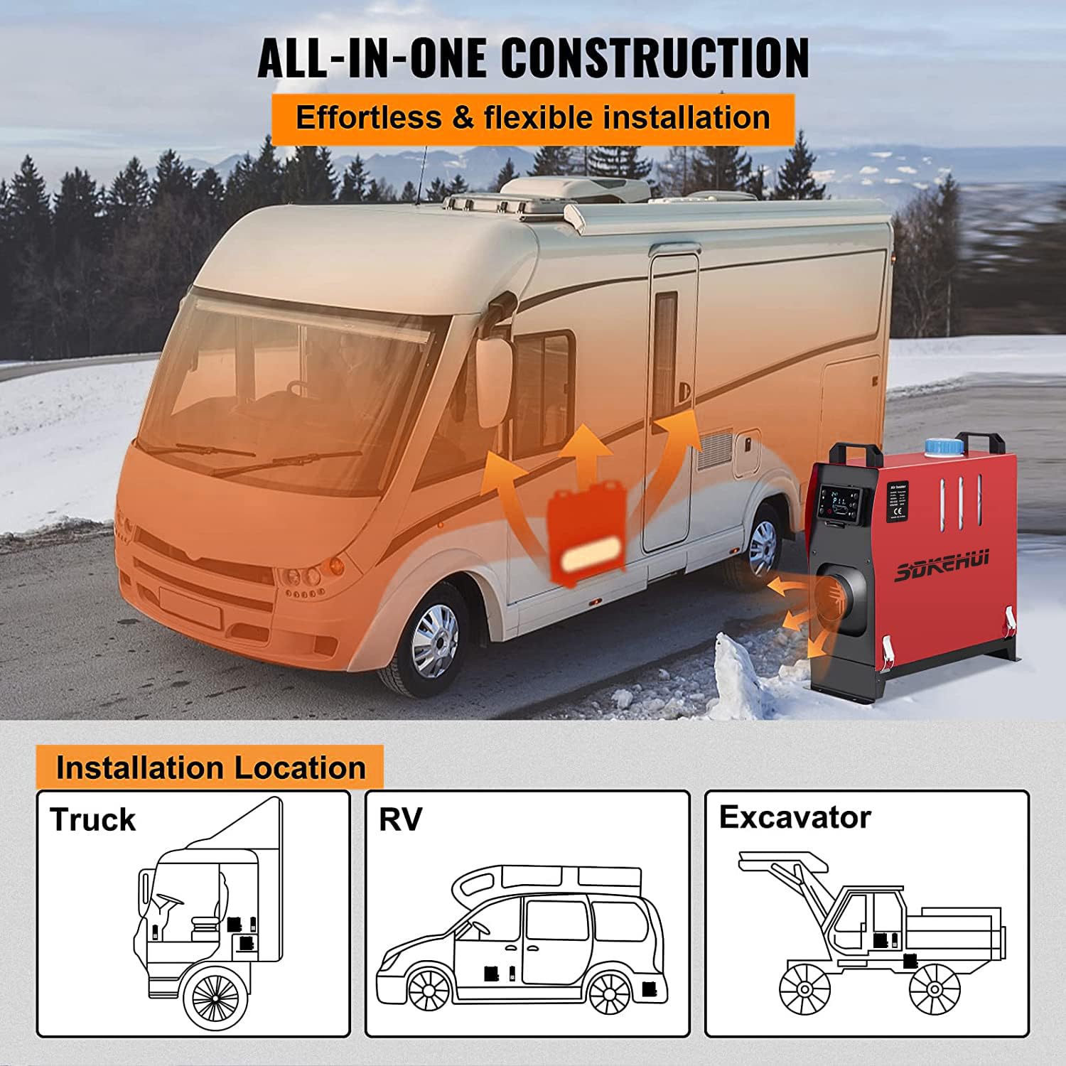 12V 8KW Diesel Standheizung, Luft Dieselheizung mit Fernbedienung und LCD-Monitor für Auto, LKW, Boot, Bus, Wohnmobil und Anhänger ect