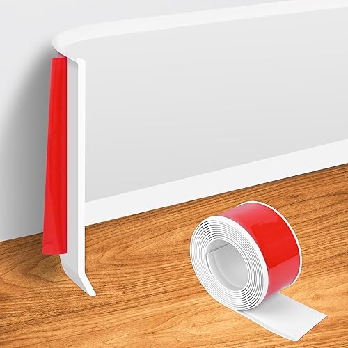 Moldura para zócalo de pared de 4 pulgadas x 10 pies, moldura para despegar y pegar, base de vinilo autoadhesivo flexible para pared, piso, esquina