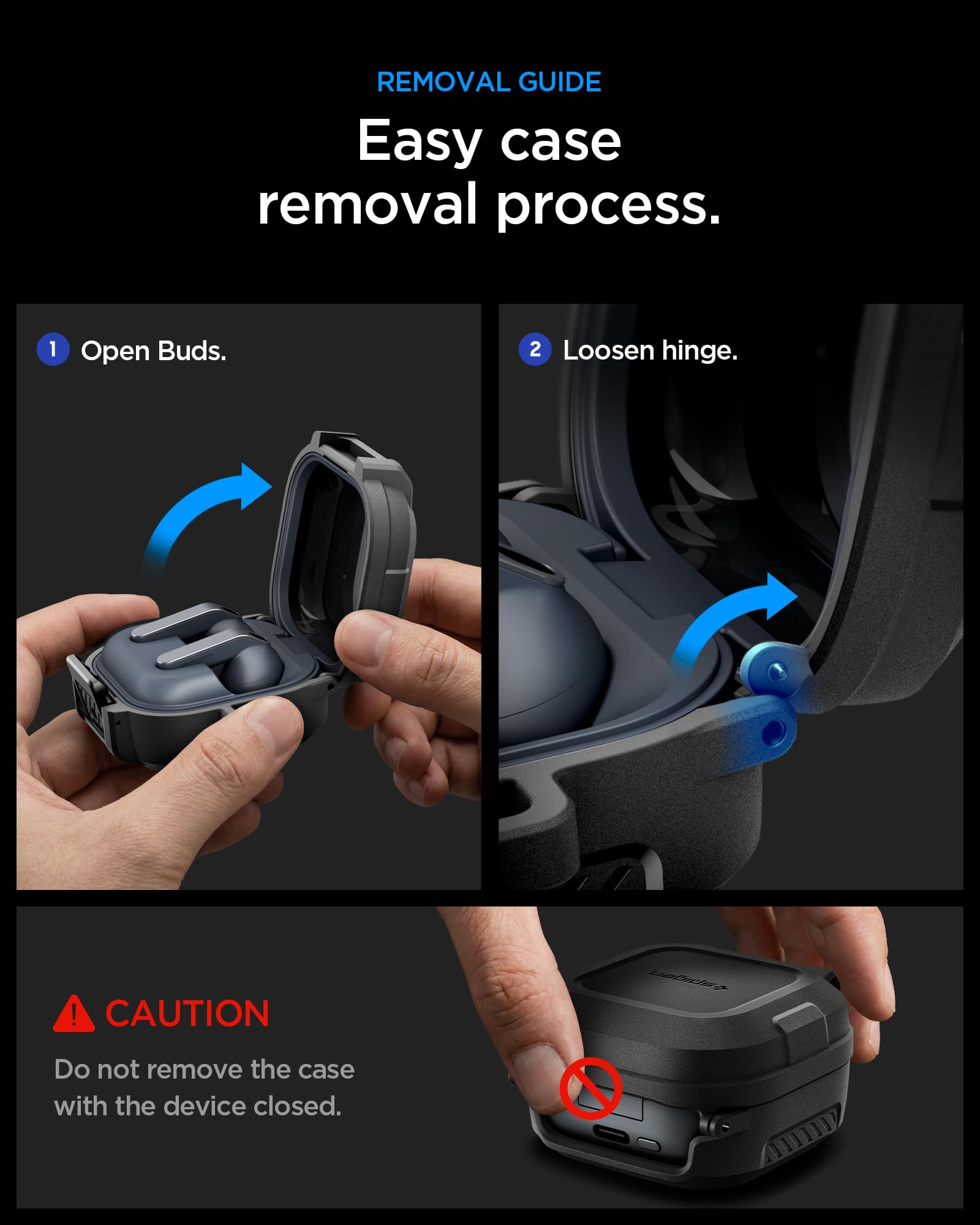 Spigen Cover Lock Fit Compatibile con Samsung Galaxy Buds 4 Pro/Galaxy Buds 4 (2026) - Nero Opaco