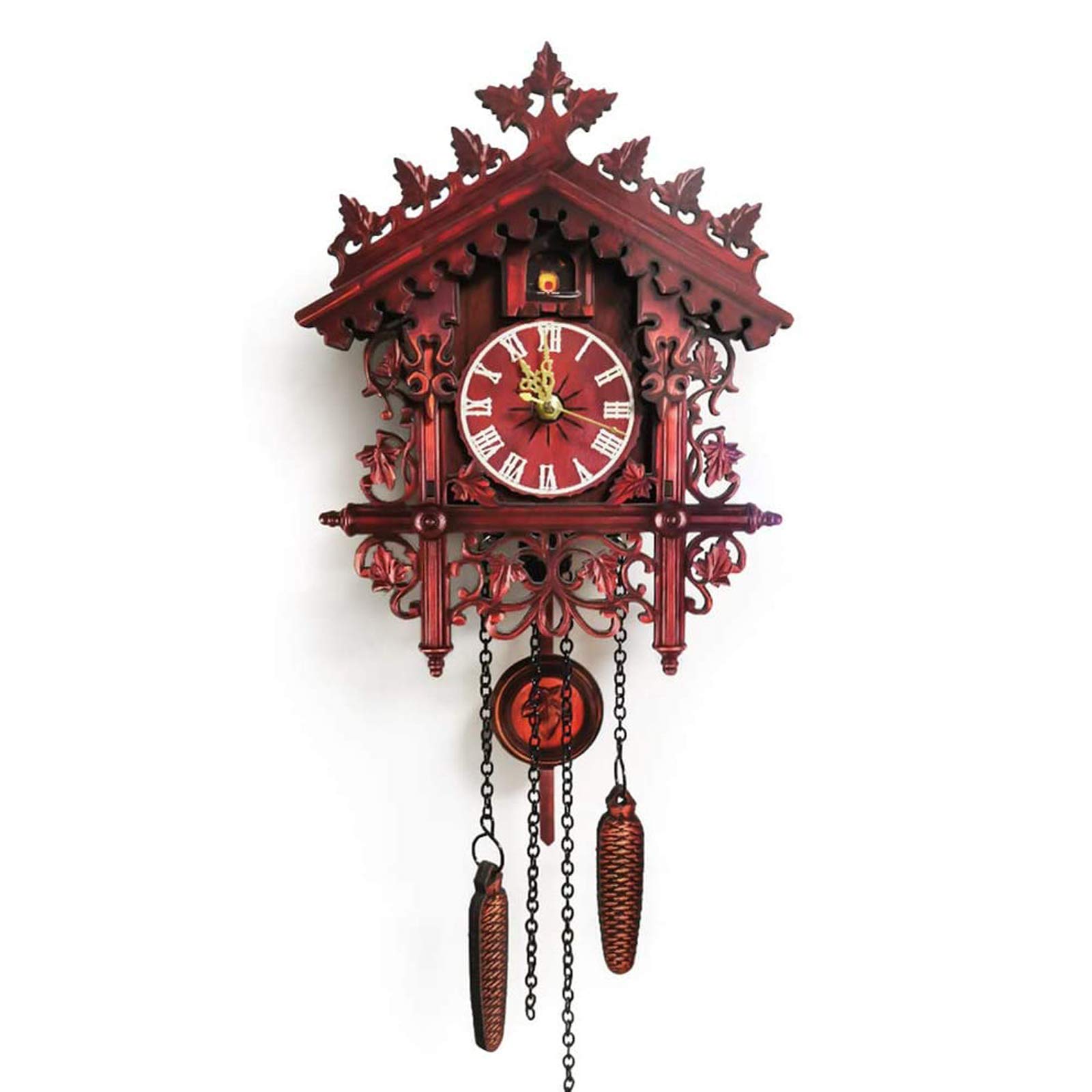 YfainiooRetro Cuckoo Clock, Canghai Clock, Traditional Handcraft Forest Chalet House Quartz Pendulum Clock, Retro Cuckoo Pendulum Clock Wall Decor