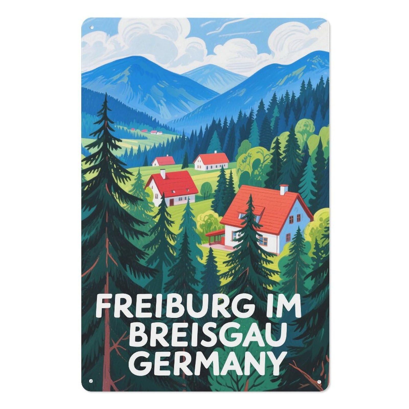 Freiburg Breisgau Germany Retro Design Tin Paintings Vintage Tin Sign 08x12inch(20x30cm) Wall Art for Home Office Bedroom Living Room Cafes Wall Decor