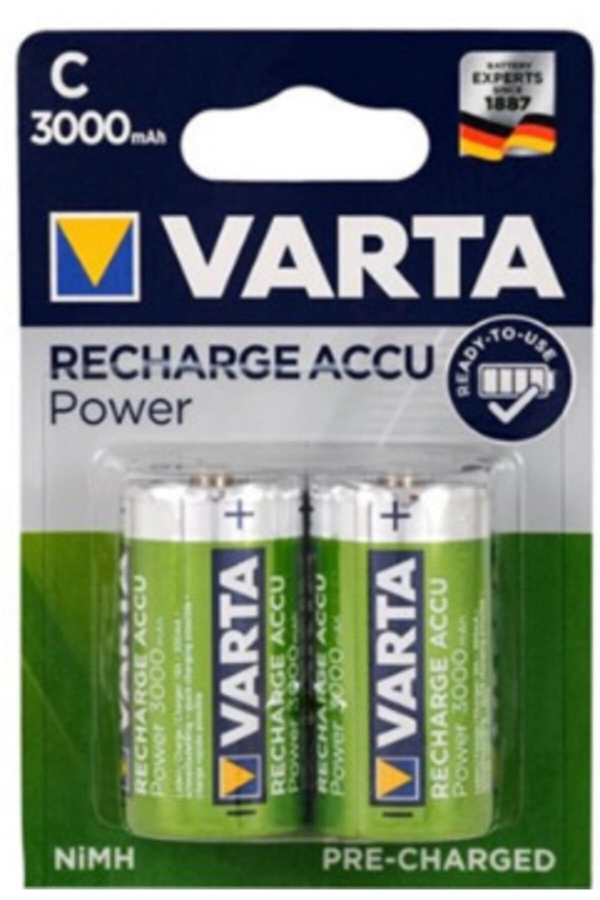 ATA ELEKTRONİK Varta Şarjli Orta Boy Pil C Boy 3000 Mah 2Li 3000 Miliamper C Orta Boy Şarzli Pil