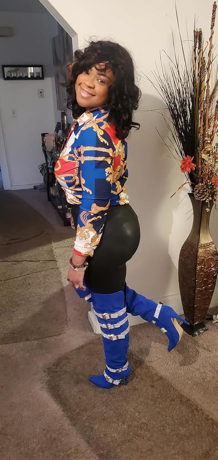 Buchona Blouses for Women Long Sleeve Floral Print Blouses & Button-Down Shirts Loose Collar Sexy Tops - Image 3