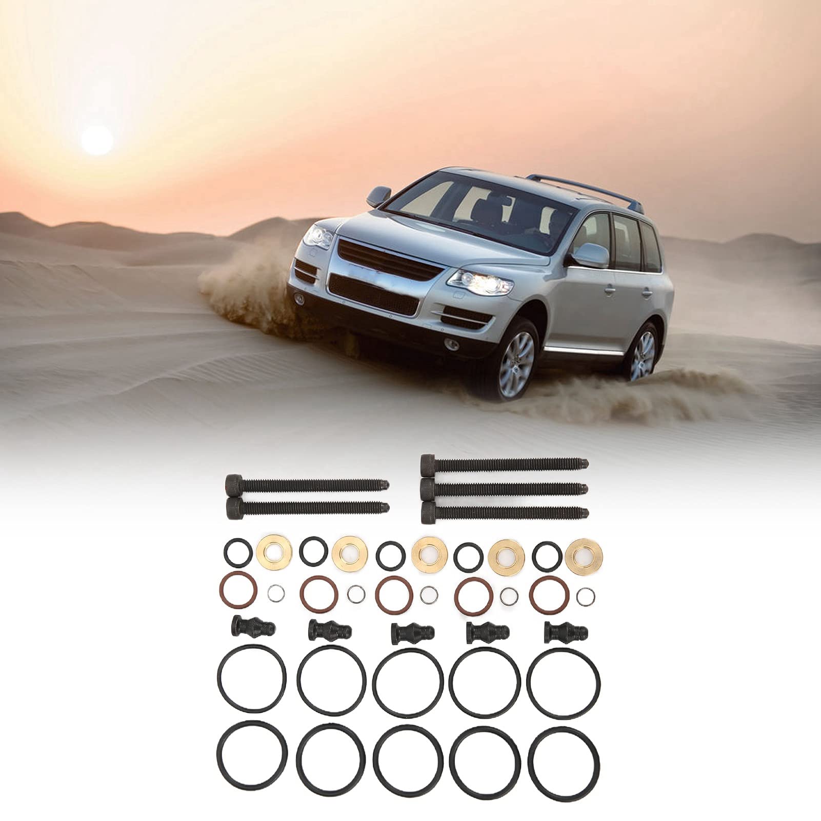 Sellos de Inyector de Kit con 5 Tornillos 038198051B Reemplazo para 2.5TDI R5 128kw 2003 2010, Compatible con 038198051C, 1417010997, 070103385A, Juntas de Inyector de Ajuste