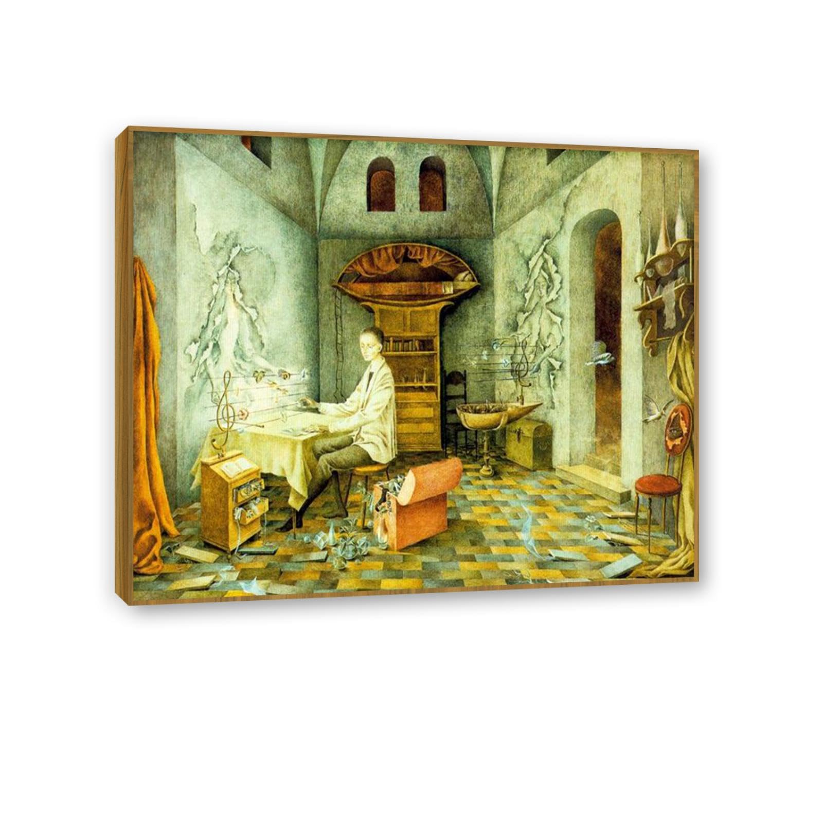 MYCGGDGH Remedios Varo Canvas Wall Art Reproductions of Famous Paintings Harmony Posters Remedios Varo Print Wall Decor for Living Room Bedroom Home Decor 80x60cm(32x24in) Teak frame