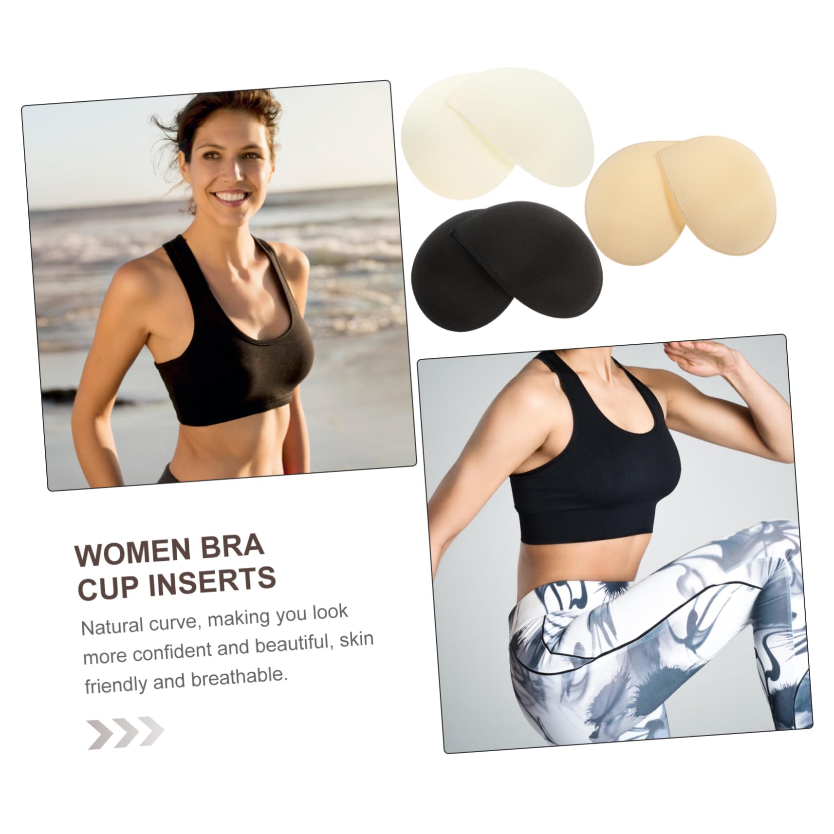 BESPORTBLE Almohadillas Para Sostenes De Inserciones De Tazas Para Bikini Yoga Y Deporte Blanco Negro Y Transpirables Antideslizante Reutilizables