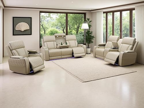 Miniatura 10 de Juego de sofás reclinables eléctricos, juegos de muebles de sala de estar, sofá reclinable eléctrico moderno negro, sofá biplaza y silla con Negro