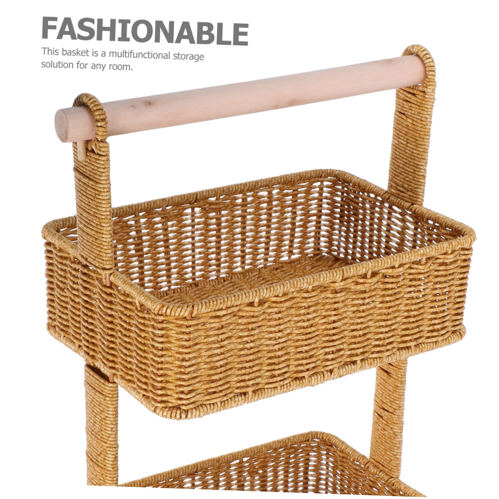 2poziom Dwupoziomowy Woven Storage Basket z Wieszakiem Stylowy Kosz Do Przechowywania Przekąsek Idealny Do Kuchni Łazienki i Sypialni Wykonany z Hyacinty Uniwersalne Rozwiązanie