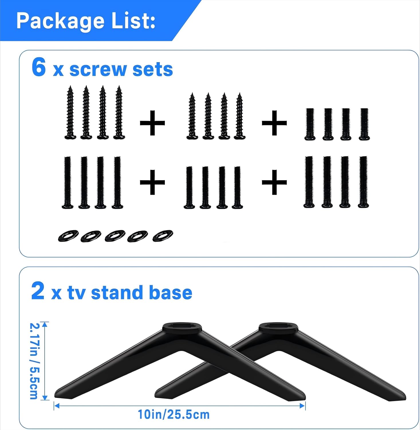 Patas de Soporte de TV para Patas de TV Onn, Solo para televisores Onn Roku de 40 a 100012584, 43 a 100012586, 50 a 100012587, 55 a 100012588, sin taladrar en la Pared, fácil de Instalar