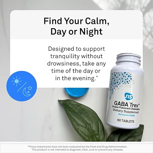 Miniatura 4 de NeuroScience GABA Trex - Tabletas masticables de suplemento de teanina L para ayudar a reducir el estrés y apoyar la relajación, L teanina para