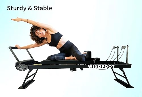 Miniatura 8 de Pilates Reformer Machine Equipment with Springs & Cords for Home Workout, Foldable Pilates Equipment with Jump Board for All Level Users