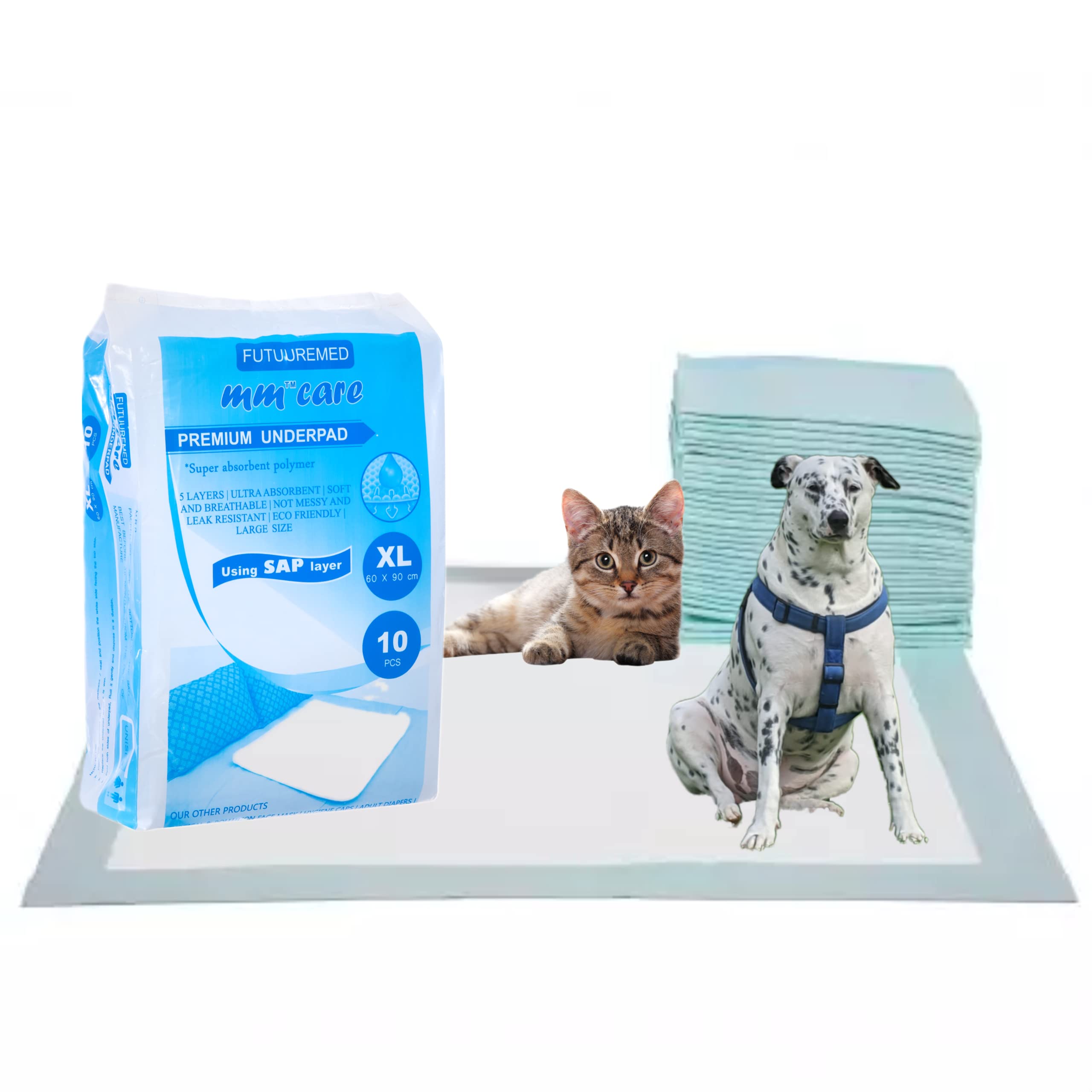 MM Pet Training Pads - 90x60cm, Large Size, 10Pcs (Green) Dog and Puppy, Extra Absorbent Urine mats, Rapid-Dry Mat Suitable for Small and Large Breed Puppy (B09VT8XJ17) Amazon Price History, Amazon Price Tracker