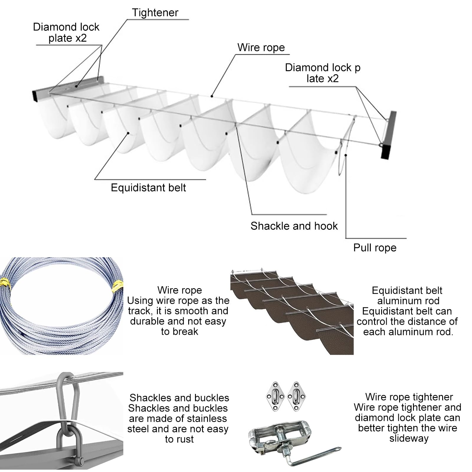 Wysuwany żagiel przeciwsłoneczny, odporna na promieniowanie UV, plandeka HDPE, na patio i podwórko, 1,5 x 4 m