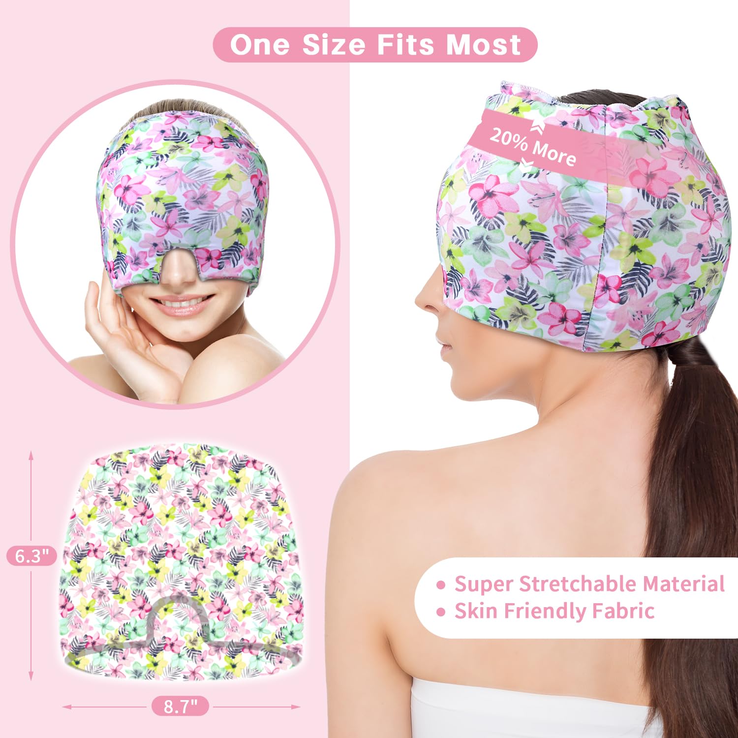 Gorro de alivio de migraña y máscara de ojos