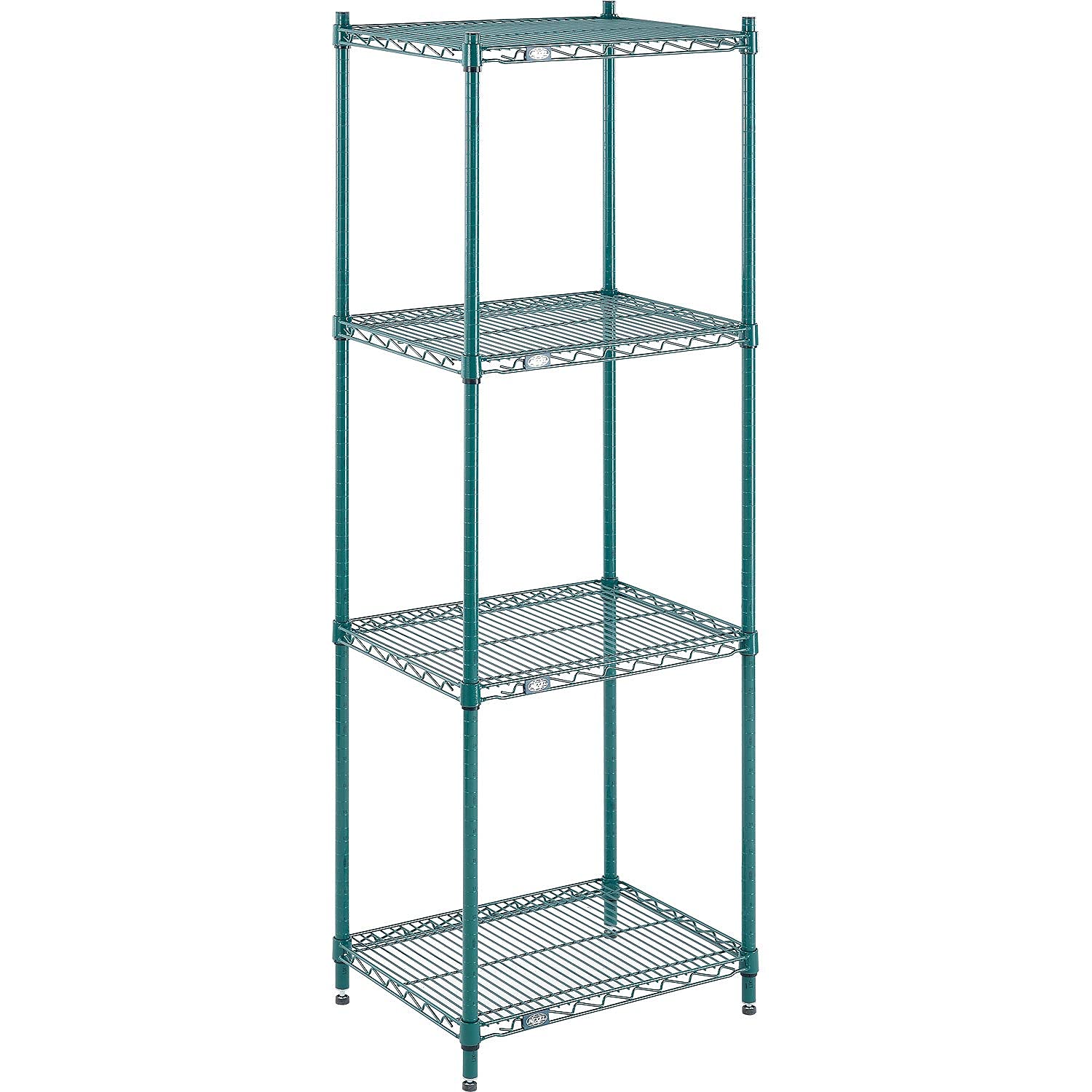 Nexel Poly-Green Adjustable Wire Shelving Unit, 4 Tier, Heavy Duty Commerical Storage Organizer Wire Rack, 18" x 30" x 74", Green