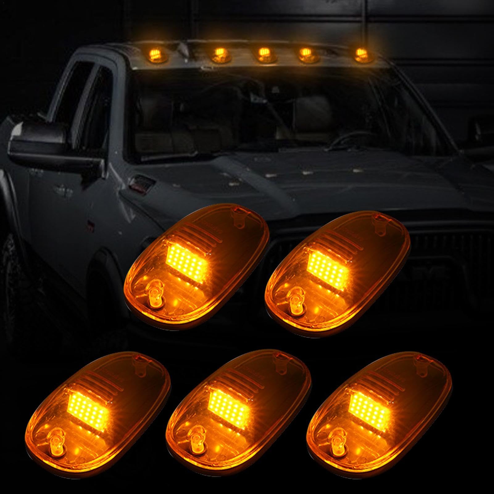 Feux de toit pour camions, feux de position de toit de cabine - Lumières LED aériennes pour cabine de camion - Feu de signalisation de cabine avec lentille et boîtier scellés pour camions, voitures to