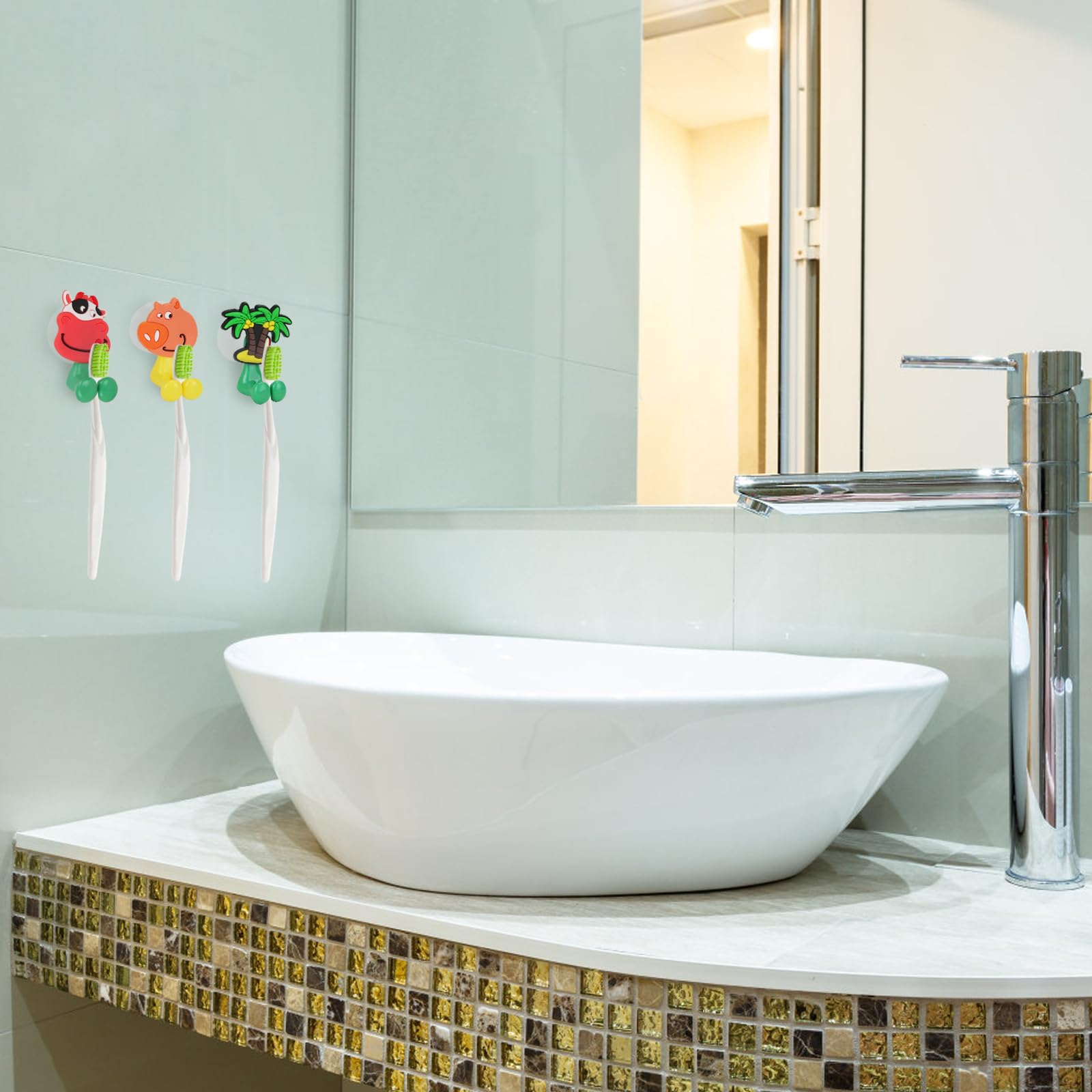 10 soportes para cepillos de dientes para niños, soporte para cepillo de dientes de ducha montado en la pared con ventosa, ganchos multifuncionales para baño, garaje, oficina, cocina,