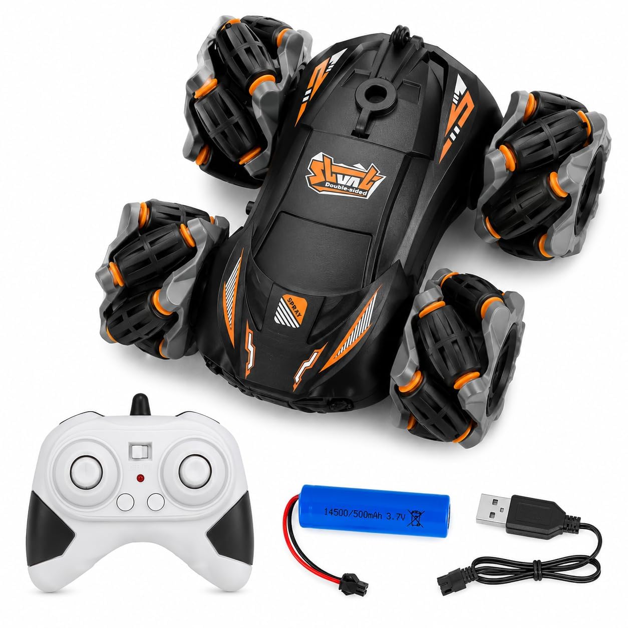 RC Stunt Car for Kids | Double Sided Rotating Vehicle | 360° Drift & Spin Action | Remote Control Toy Car | Rechargeable Battery Powered | LED Car for Boys & Girls |-image-46
