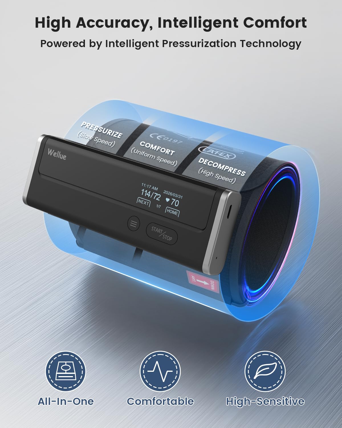 Wellue BP2 Connect -Tensiómetro de Brazo con ECG, Sincronización Wi-Fi y Bluetooth, Monitor de Presión Arterial, Monitoreo Cardíaco ECG, Mediciones en Tiempo Real