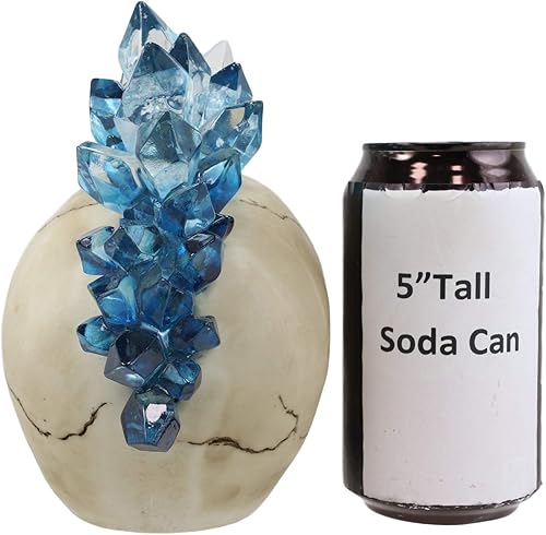 Miniatura 6 de Ebros - Figura colorida de calavera de cráneo con luz LED Mohawk de cristal, como Osario de Halloween, decoración macabra, luz nocturna,