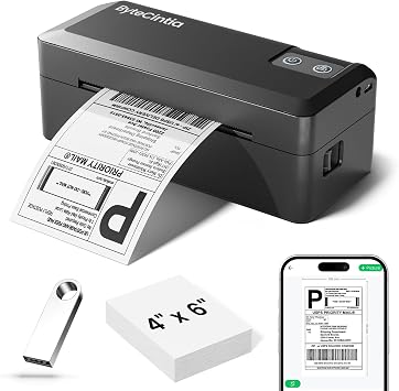 Bluetooth Thermal Shipping Label Printer, 4x6 Shipping Label Printer for Small Business, Support Android, iOS, Windows & Mac, Works with Amazon, Ebay, Shopify, Etsy