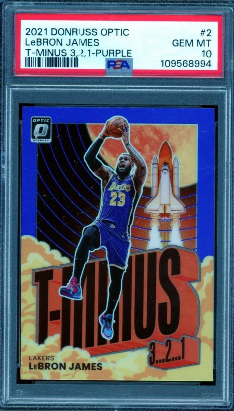 LeBron James Card 2021-22 Donruss Optic T-Minus 3 2 1#2 PSA 10 - Unsigned Basketball Cards