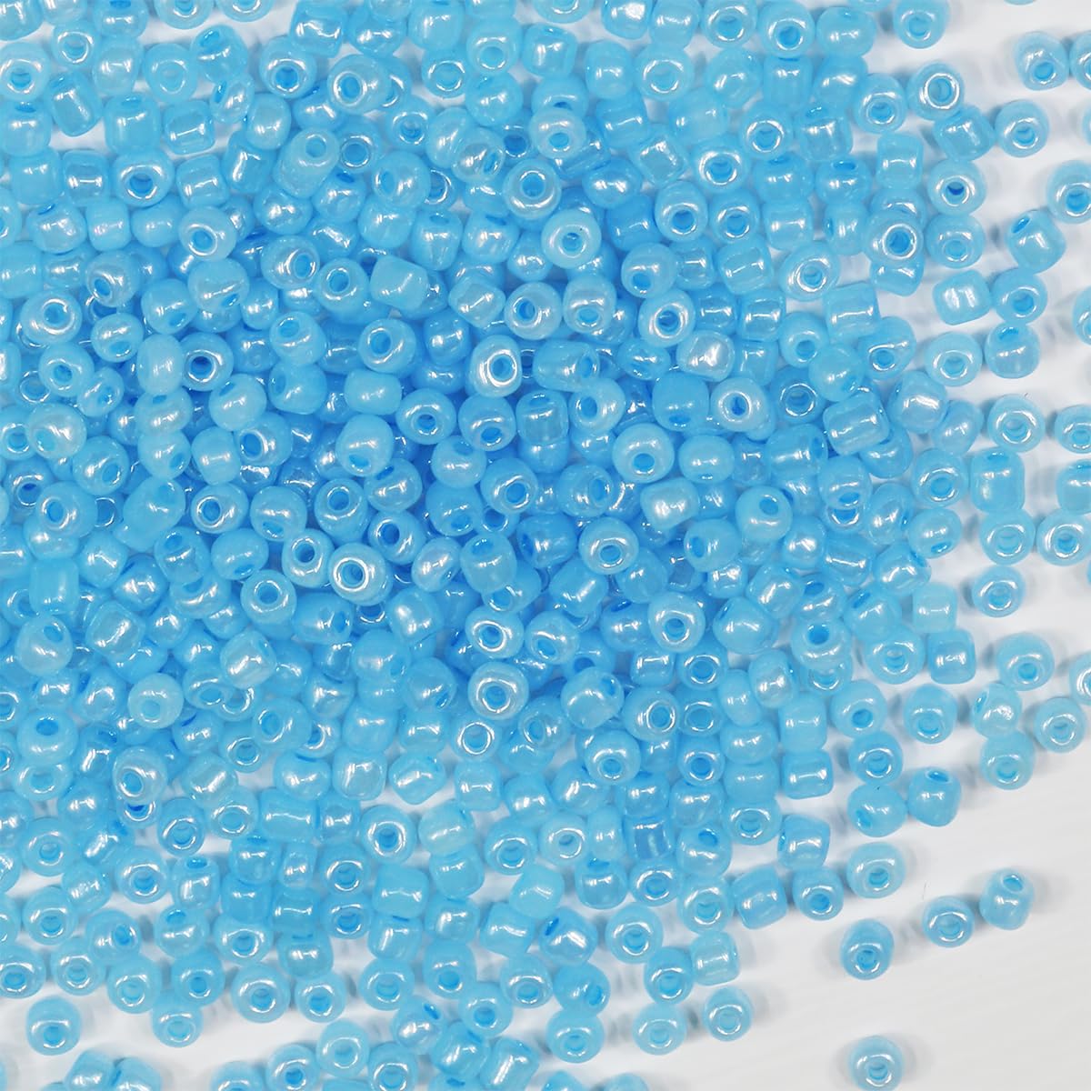 Bulk 4 mm Sky Blue Seed Beads for Jewelry Making 200 Grams About 3380pcs,6/0 Glass Craft Beads for Making Earrings, Bracelets, Pendants, Waist Jewelry, DIY Handmade Seed Beads (Sky Blue-4mm) — image 1