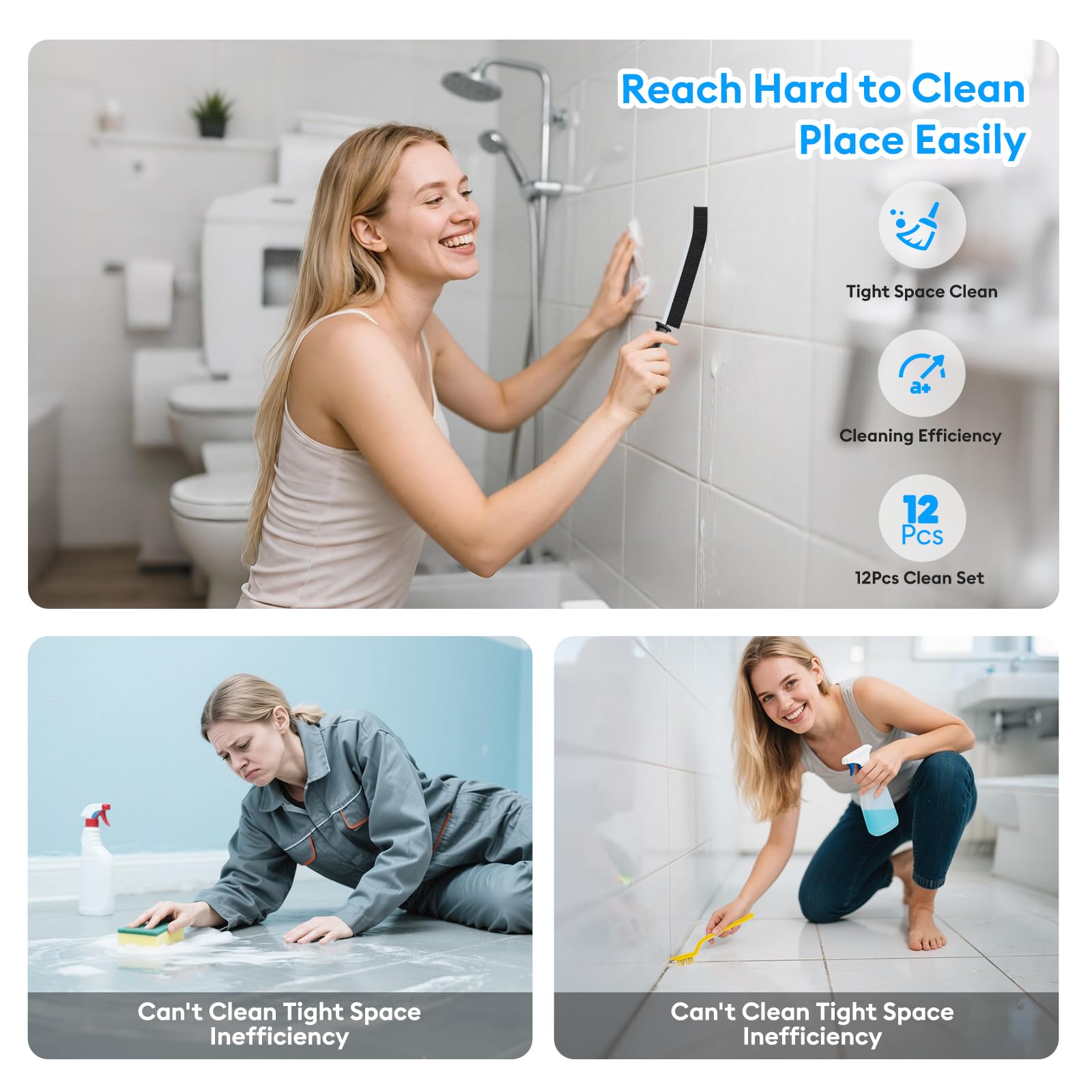 Spazzola For La Pulizia Delle Fessure, 2023 Nuovo Strumento Multifunzionale For La Pulizia Delle Fessure Delle Fessure, Strumento For La Pulizia Della Casa A Tutto Tondo, Setole Angolate Rigide For Do