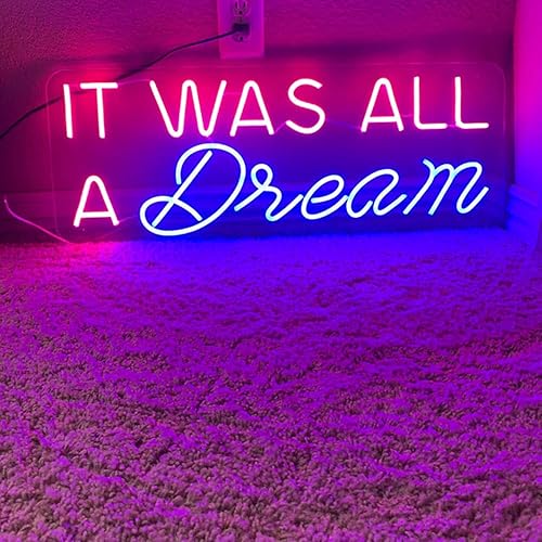 Miniatura 3 de Letrero de neón con texto en inglés "It was All a Dream", luces de pared para cerveza, bar, club, dormitorio, oficina, hotel, pub, cafetería, boda