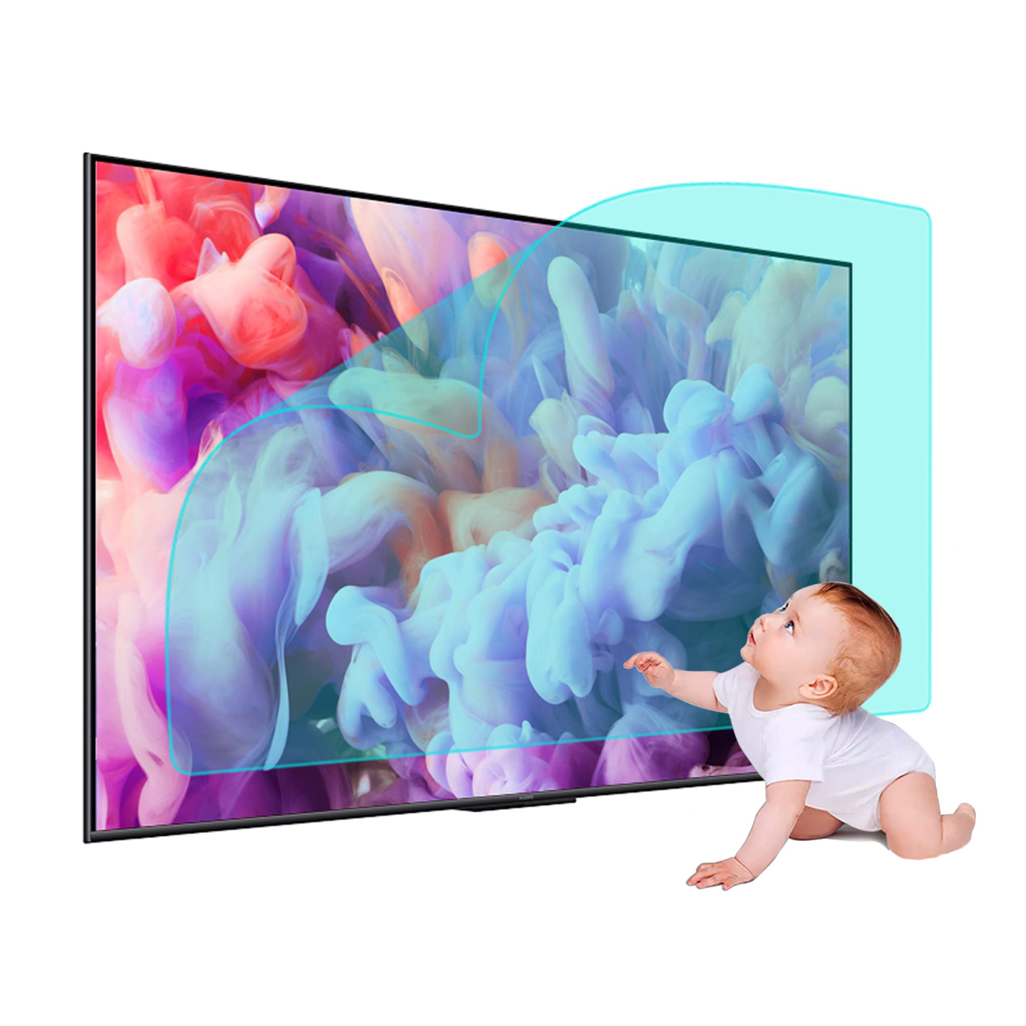 Monitory 50-calowe, antyodblaskowe, filtr ekranu blokujący niebieskie światło, zapobiegają zmęczeniu oczu, bez pęcherzyków powietrza do LCD, LED, 4K OLED i QLED HDTV - 50 cali, 1095 x 616 mm