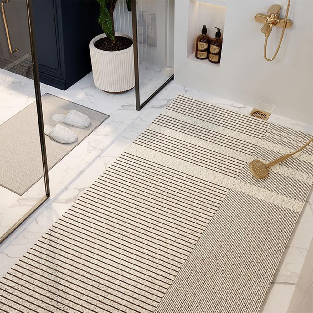 SSDDLZEQ High-end PVC Soft Rubber Loofah Shower Mat(Cream,60x90cm)