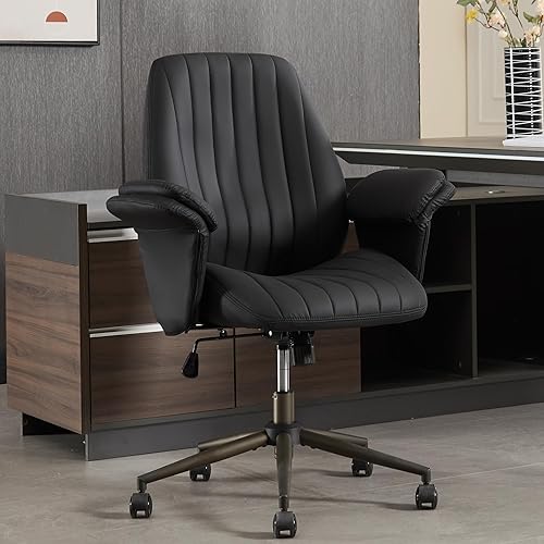 Silla ergonómica de oficina en casa, silla de escritorio ejecutiva de soporte lumbar, silla de computadora de altura ajustable con función de