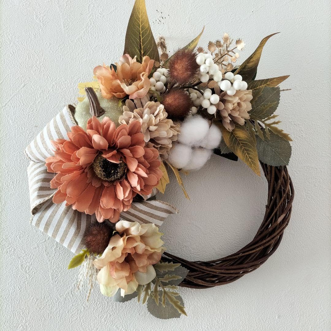 （18）フラワーリース　玄関リース　造花リース Amazon.co.jp: フラワーリース カラーのリース 玄関リース 造花