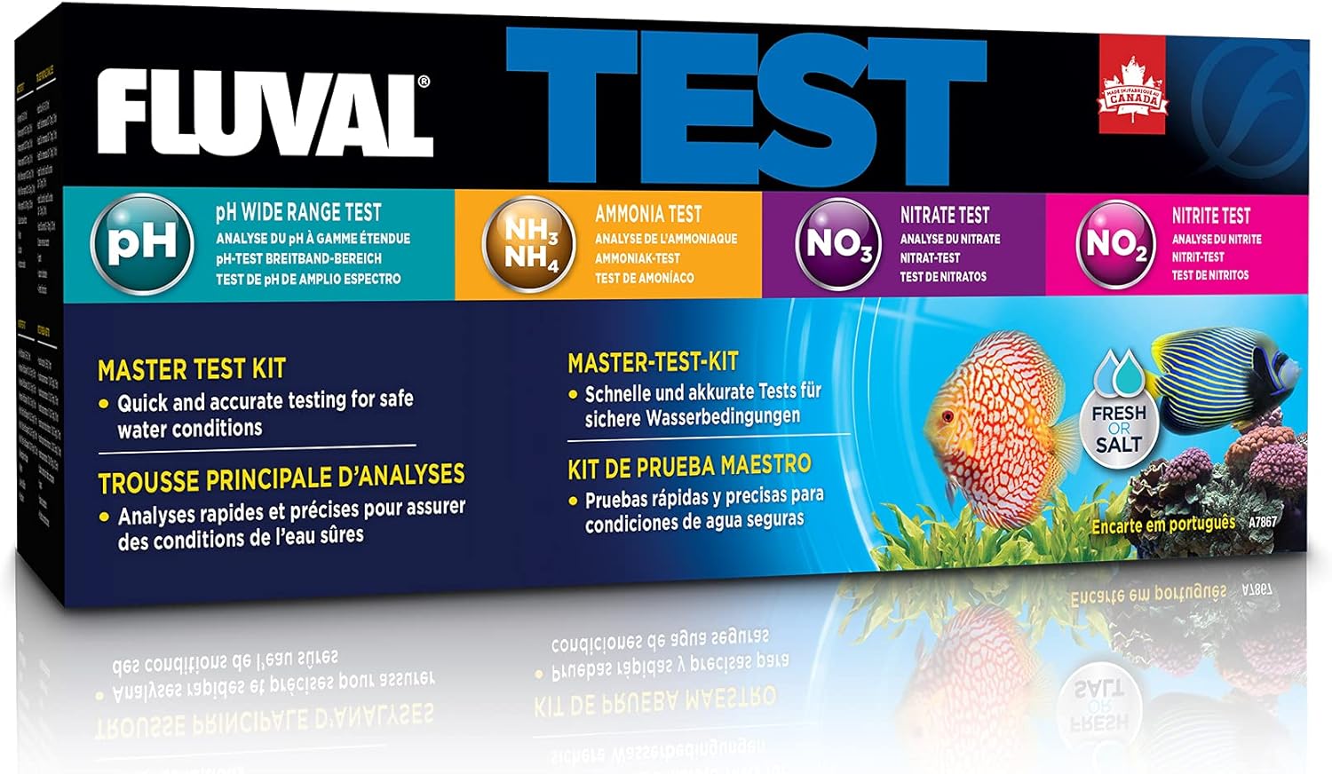 Fluval Master Test Kit for Aquarium Water, Freshwater & Saltwater Fish Tank Test