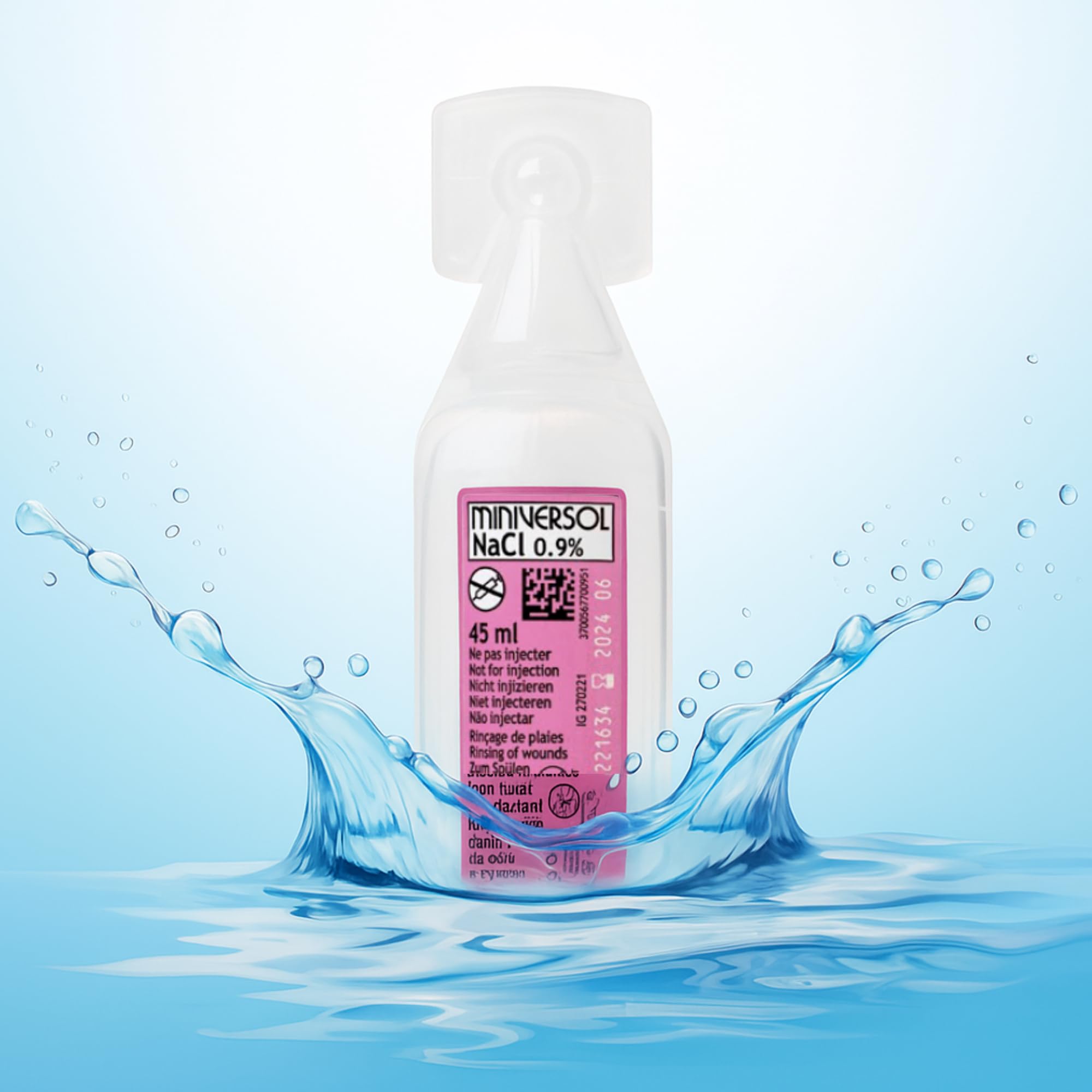 Sérum Physiologique Stérile Unidose 45ml | Pack 24 Physiodoses Grand Format Solution Saline Isotonique NaCl 0,9% | Lavage Nasal Bébé, Enfant, Adulte | Hygiène du Nez et des plaies