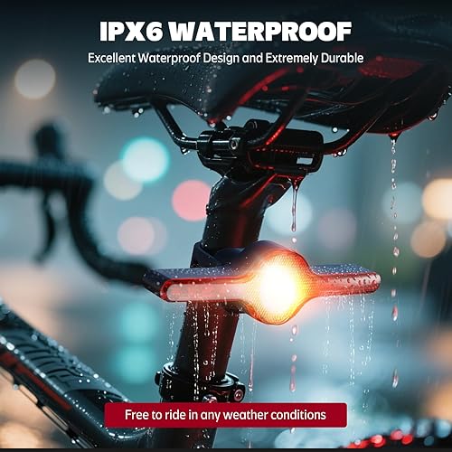 Miniatura 4 de Luz trasera para bicicleta, luz trasera inteligente de ultra brillo con señales de giro, control remoto, luces de bicicleta recargable, impermeable,