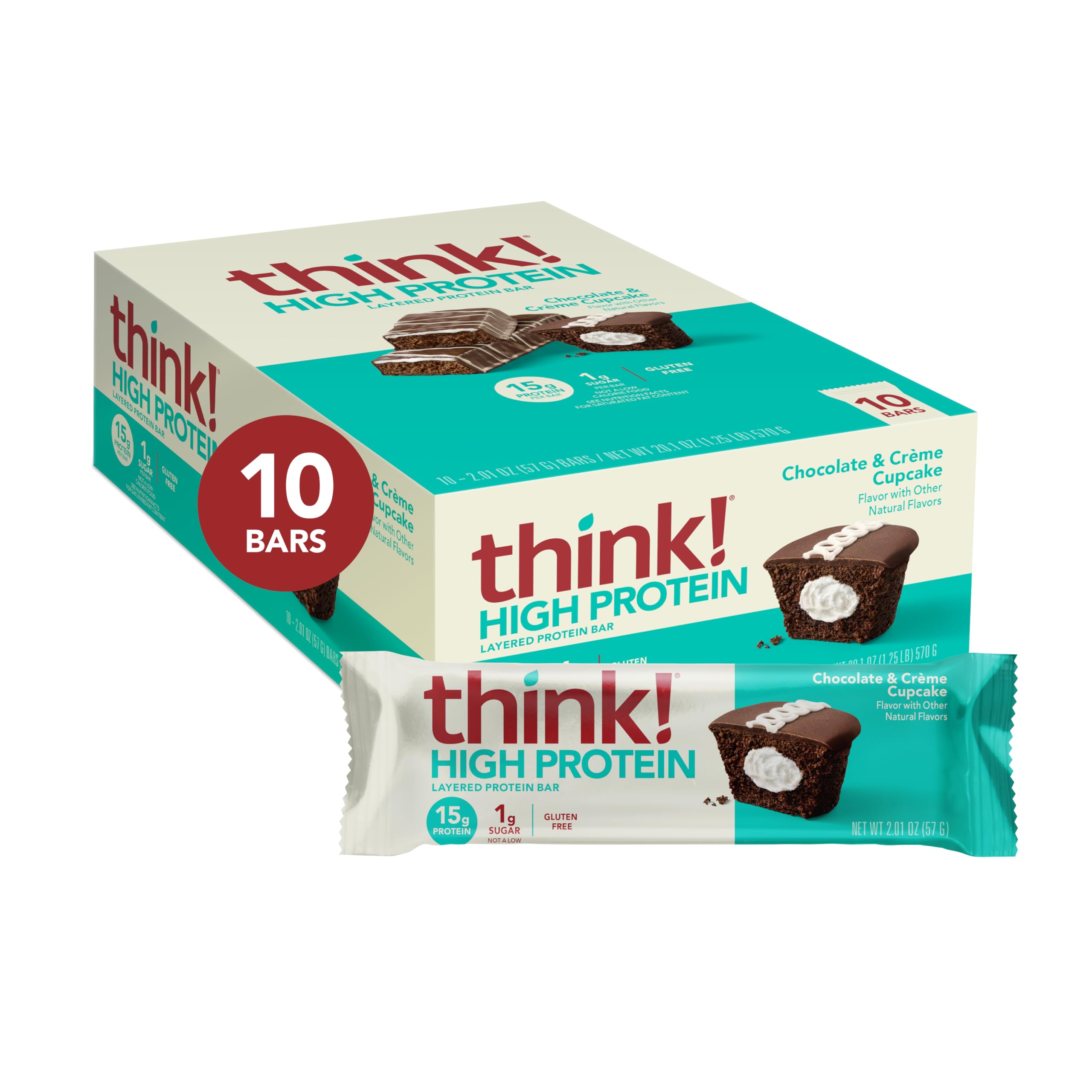 Protein Bars, High Protein Snacks, Gluten Free, Kosher Friendly, Sweet Treat, Chocolate & Creme Cupcake, 10 Count (Packaging May Vary)