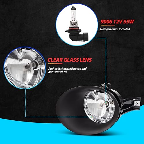 Miniatura 4 de SPIEGEER Kit de reemplazo de luces antiniebla para 2002 2003 2004 2005 2006 2007 2008 Dodge Ram 150025003500 con bisel negro, cableado y interruptor