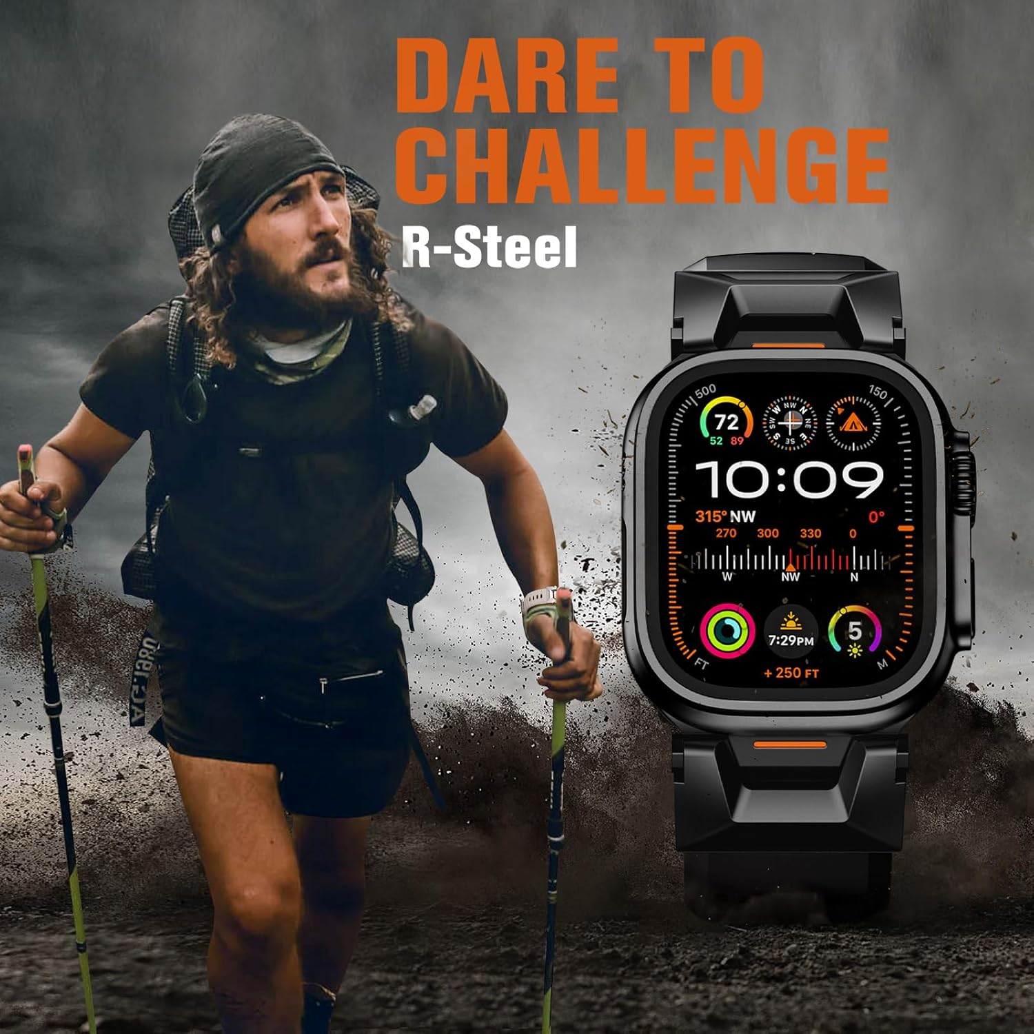 Bandletic FKM Band Designed for Apple Watch Ultra 3 2 1 49mm Band for Men, Rugged Strap with Metal Connector for iWatch Series 11/10 46mm, 9/8/7/45mm, SE3/SE2/SE/6/5/4 44mm, 3/2/1 42mm