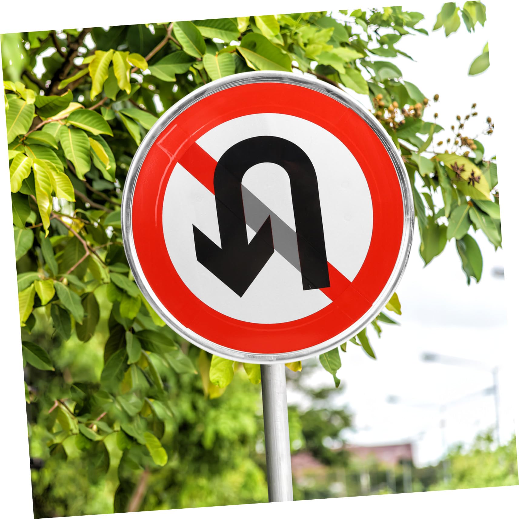 SOIMISS Panneau Métal Interdiction de Demi-tour Réfléchissant pour Allée Privée Signalisation Routière Durable Facile à Installer Indicateur de Restriction de Demi-tour pour Propriété
