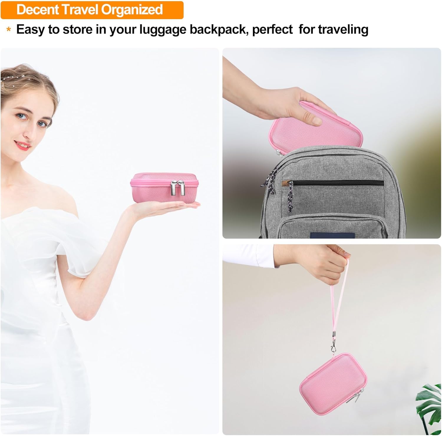 Elonbo Carrying Case for Sony RX100 VII/ RX100 III/ RX100 VI/ RX100 V/ RX100 IV/ RX100 II/ RX100 Digital Camera, Sony RX100 Vlogging Camera Hard Travel Bag, Mesh Pocket fits Battery Cable, Pink - Image 6