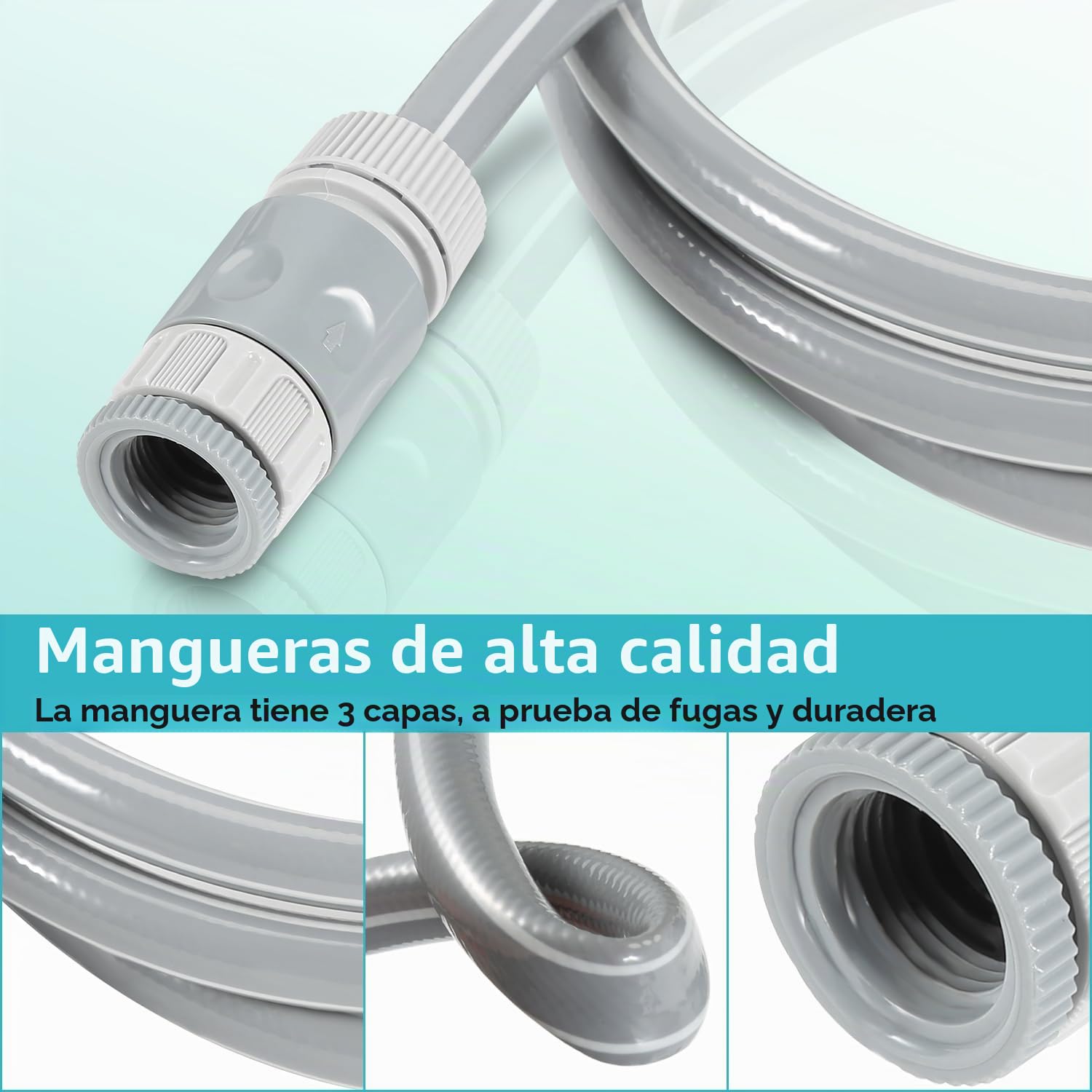 Herrselsam Carrete de manguera de agua, 30 m, enrollador automático de manguera, incluye alcachofa de mano con soporte de pared, giratorio 180°, manguera de jardín
