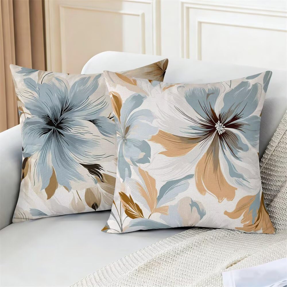 Federe Cuscini da Esterno Impermeabili 65x65 Astratto Copri Cuscini per Divano Fiori Federa Cuscino Moderno Decorativi Copricuscini per Divano Giardino Patio Soggiorno Copricuscino Set di 2 (IU59)