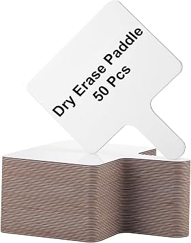 50 Pcs Dry Erase Paddles, Dry Erase Answer Paddle, Double Sided Handheld White Boards, Double Sided Paddles for Students Teachers Classroom Voting Bridal Shower Games50 Pack,10 X 7.9 Inches