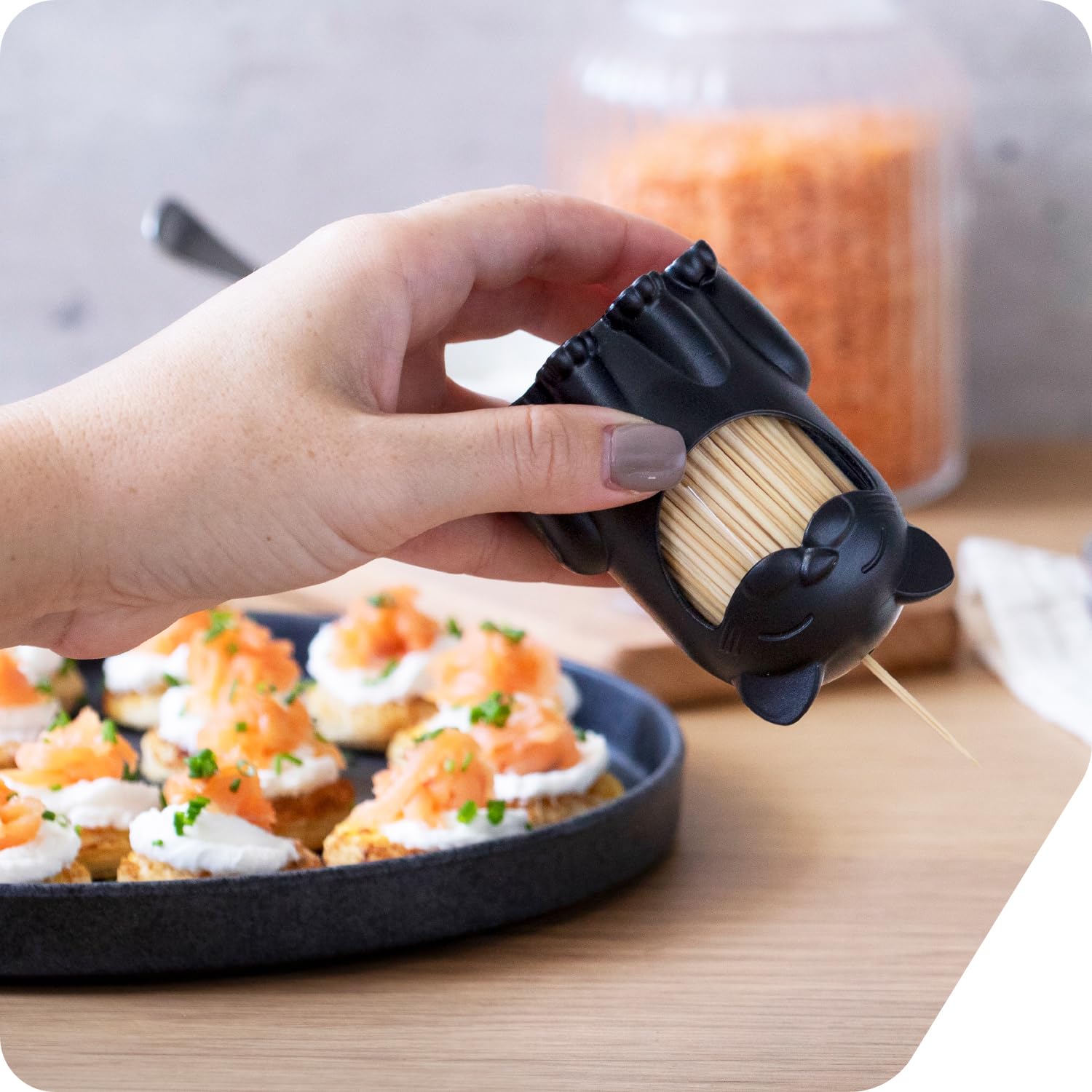PELEG DESIGN Pickitty Dispensador de Palillos – Porta Palillos de Dientes con Forma de Gato, Decoración de Mesa Divertida, Regalo Original de Cocina y Accesorio para Fiestas