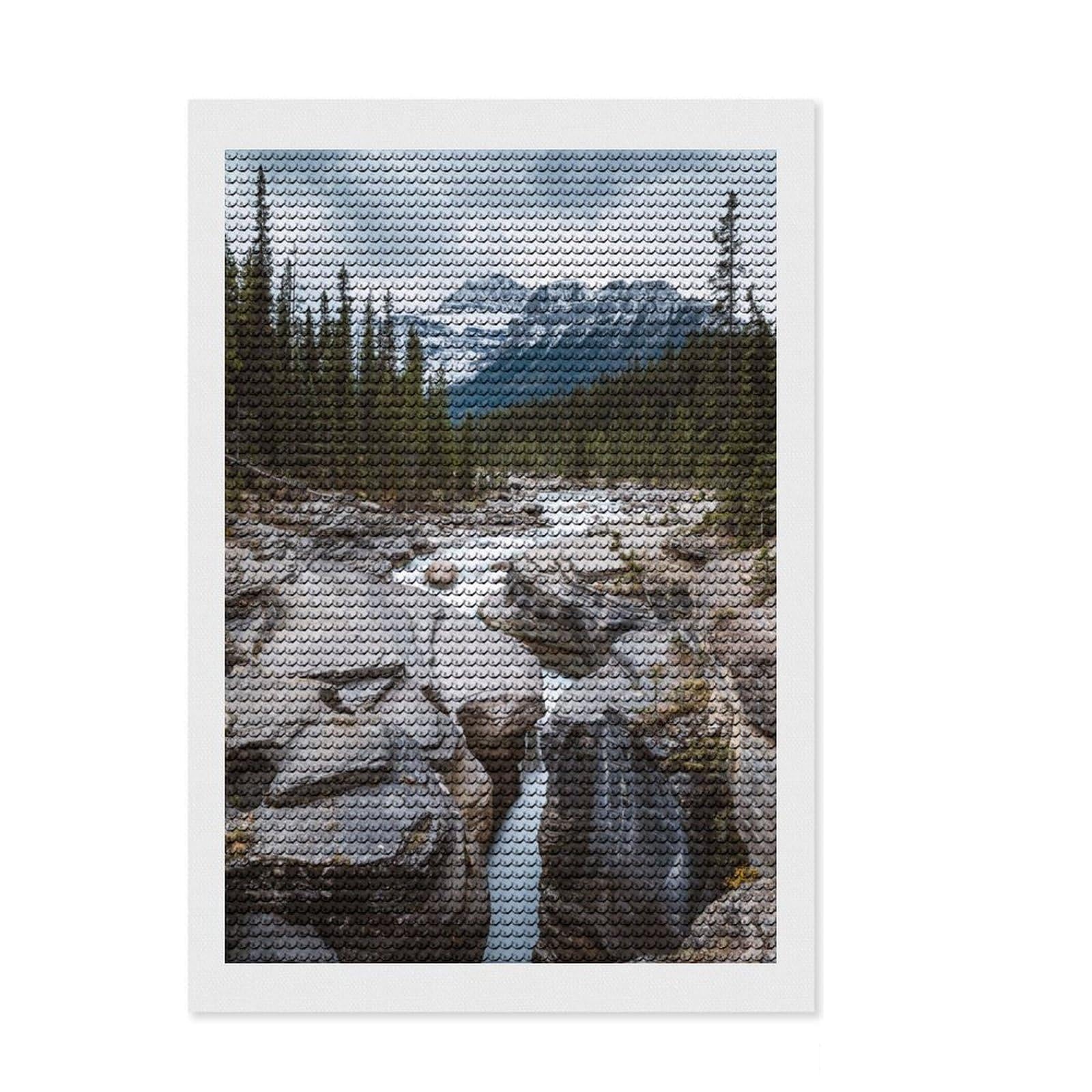 Junmoney Mistaya Canyon Canada DIY Diamond Art Canvas Kit 8"x12", Sparkling Crystal Beads, Modern Decor, Boho Decor, Christmas Gift