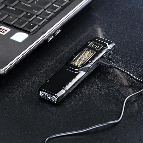 Miniatura 14 de Linterna táctica EDC, linterna plana recargable de 1100 lúmenes con pantalla digital, linterna LED ligera para transporte diario, linterna de