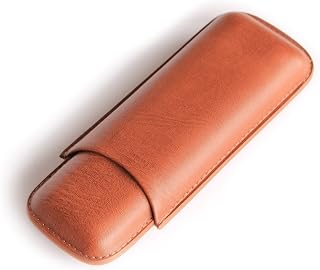 CASE ELEGANCE Two Cigar Travel Case – Chestnut Brown Vegan Leather, Premium Travel Cigar Case for Men, Luxury Cigar Gifts for Men